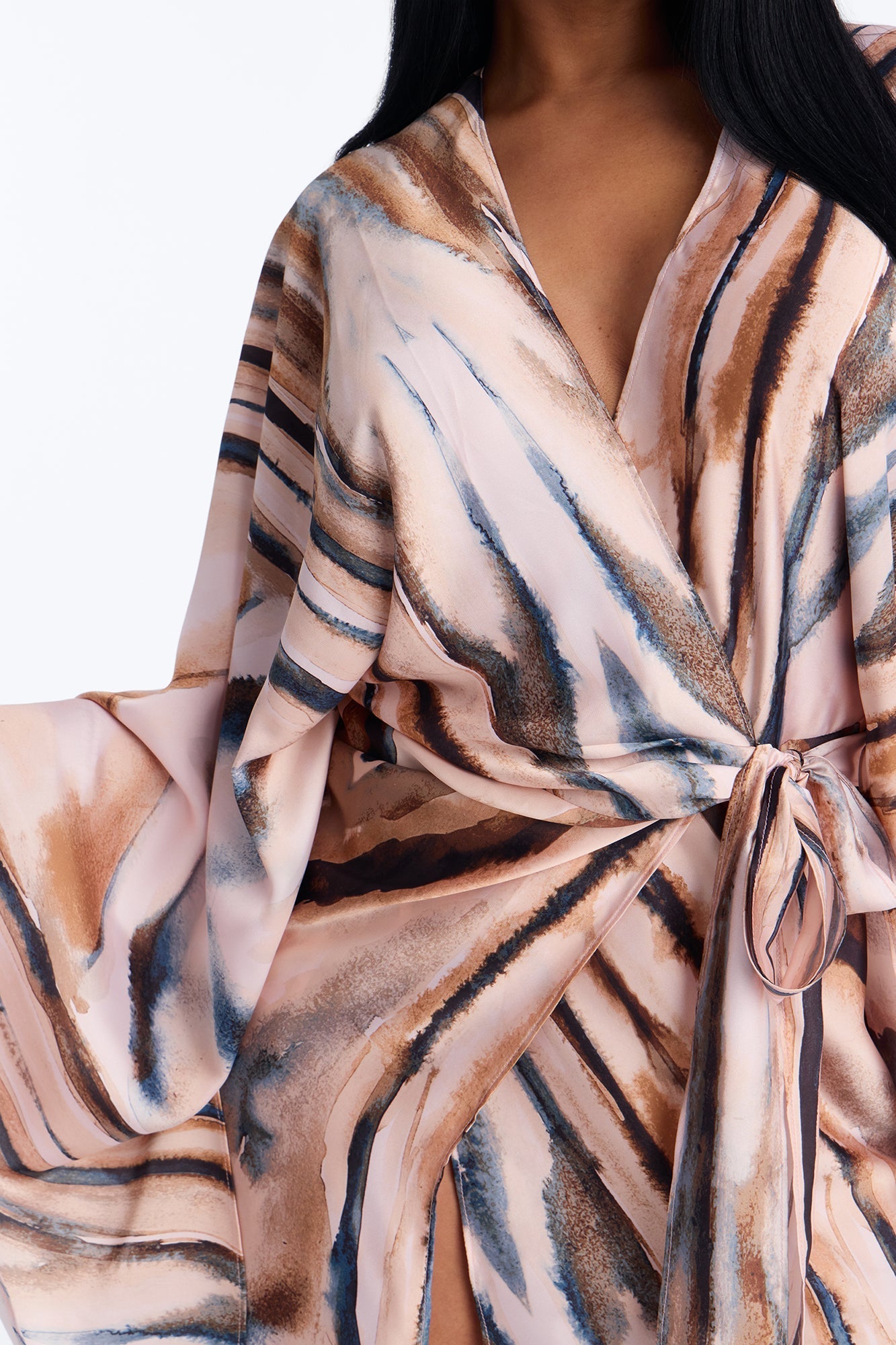 Samira Wrap Satin Mini Dress - Mauve/combo NEWFASHIONEDGE