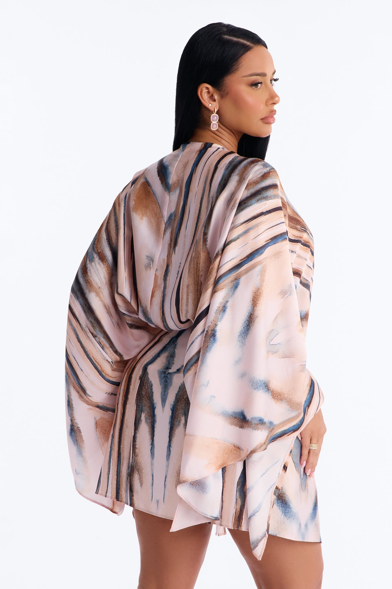 Samira Wrap Satin Mini Dress - Mauve/combo NEWFASHIONEDGE