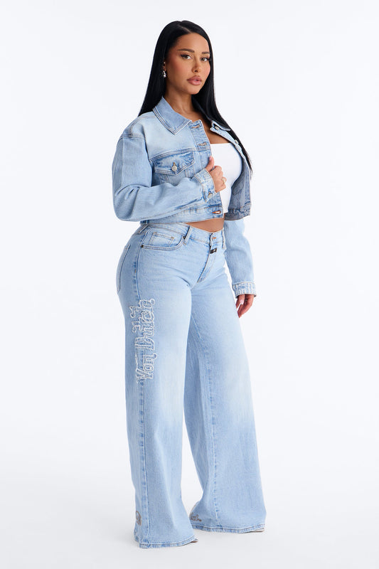 Von Dutch Fray Wide Leg Jeans - Light Wash
