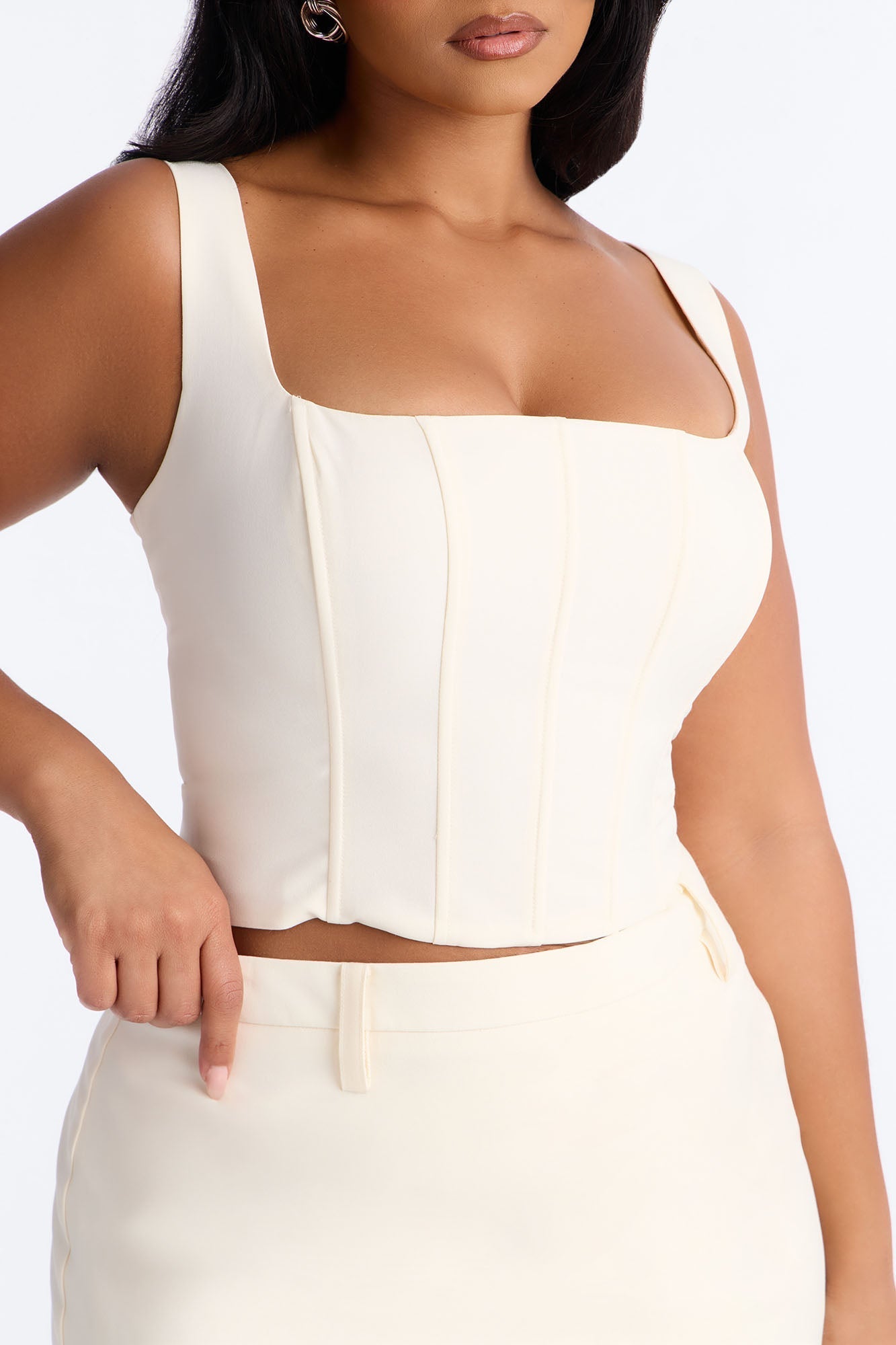 The Natasha Corset Skort Set - Cream NEWFASHIONEDGE
