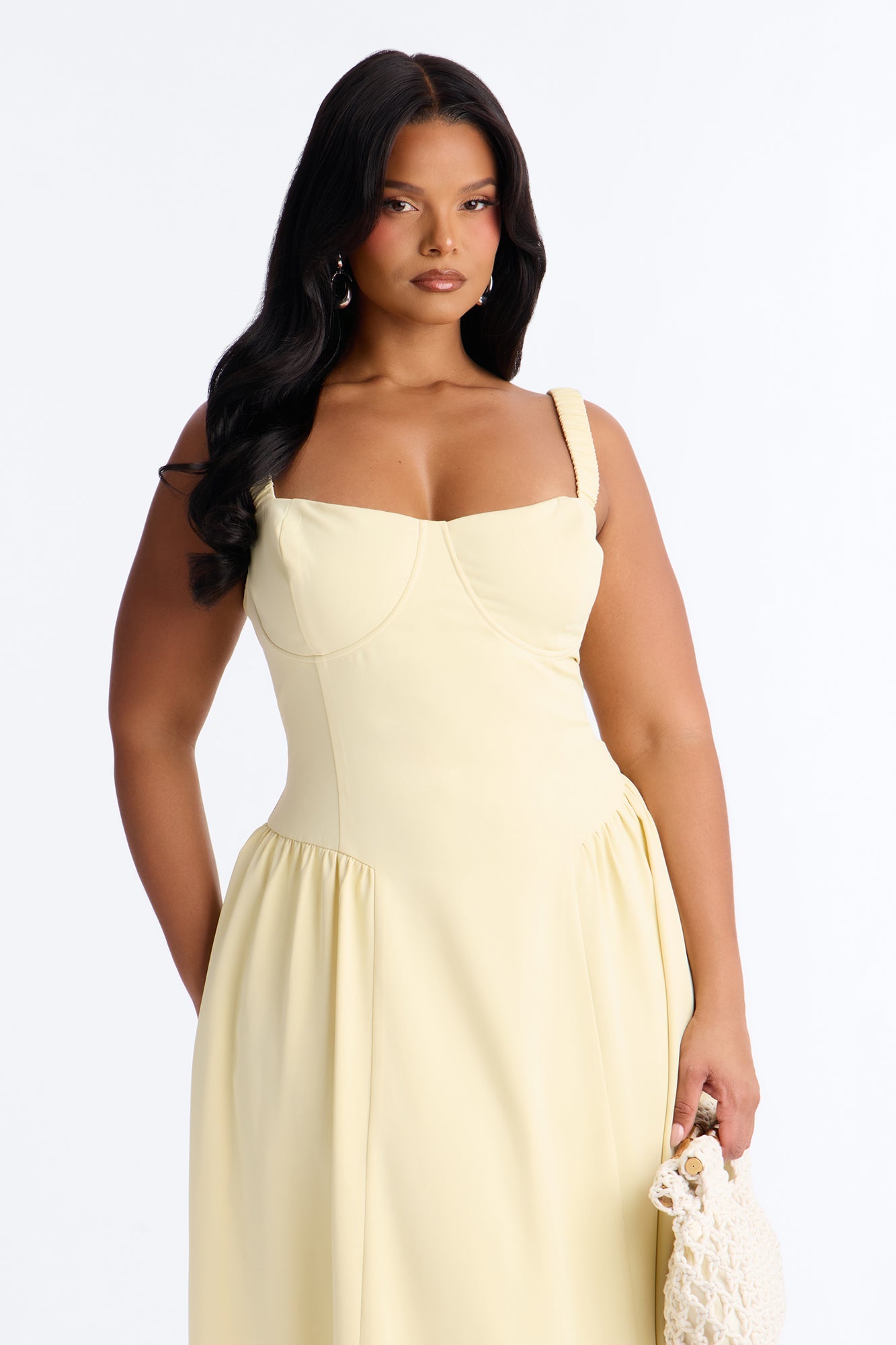 Sheri Crepe Midi Dress - Yellow NEWFASHIONEDGE
