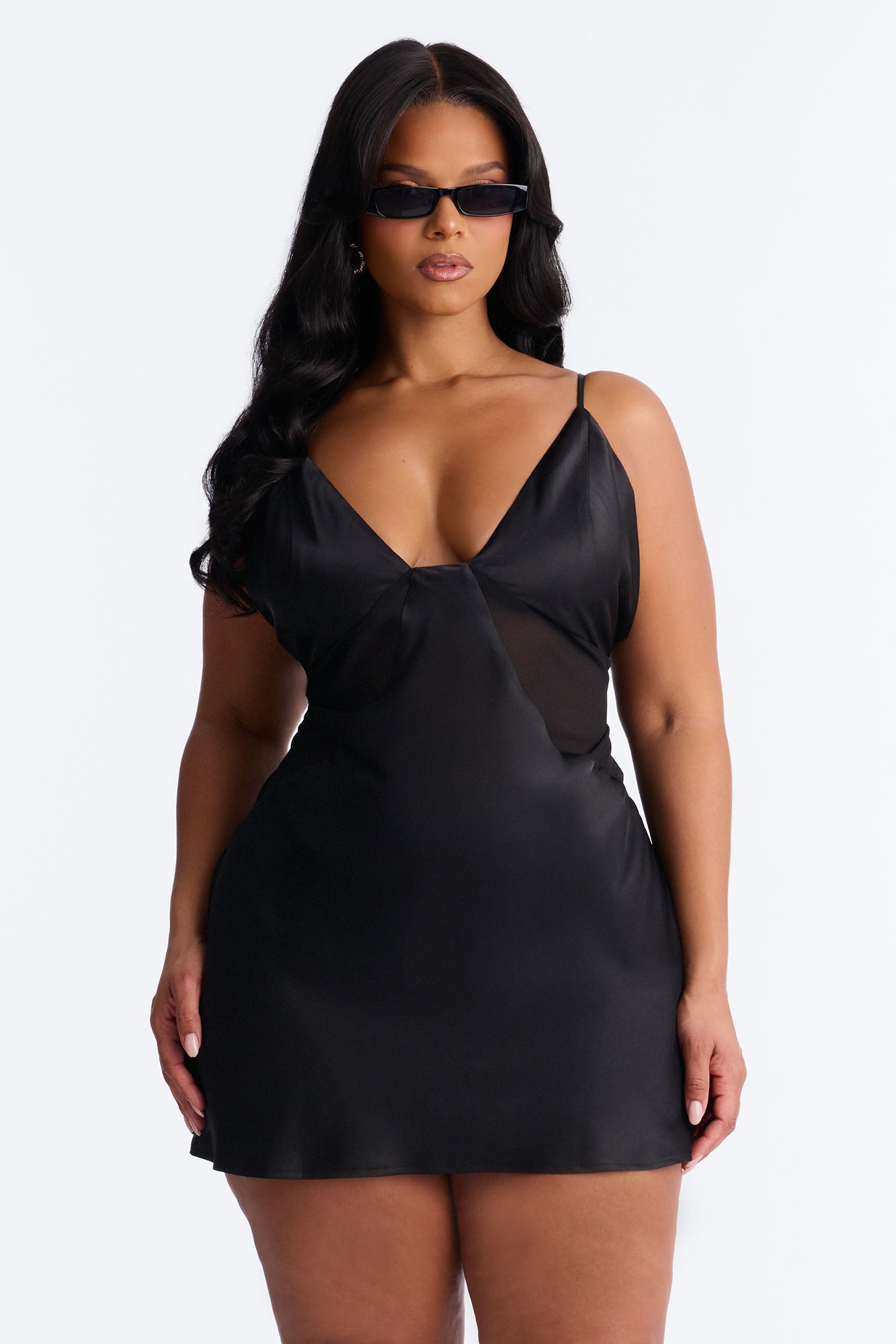 Night Slay Satin Mini Dress - Black NEWFASHIONEDGE