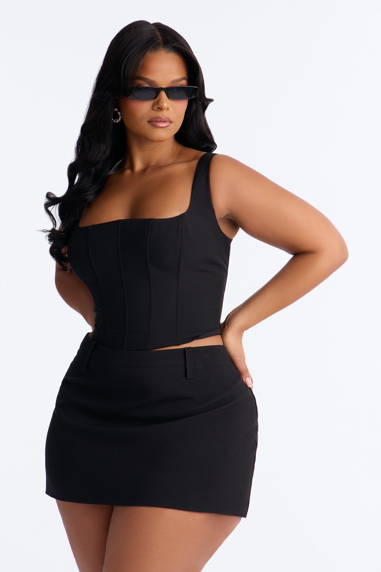 The Natasha Corset Skort Set - Black NEWFASHIONEDGE