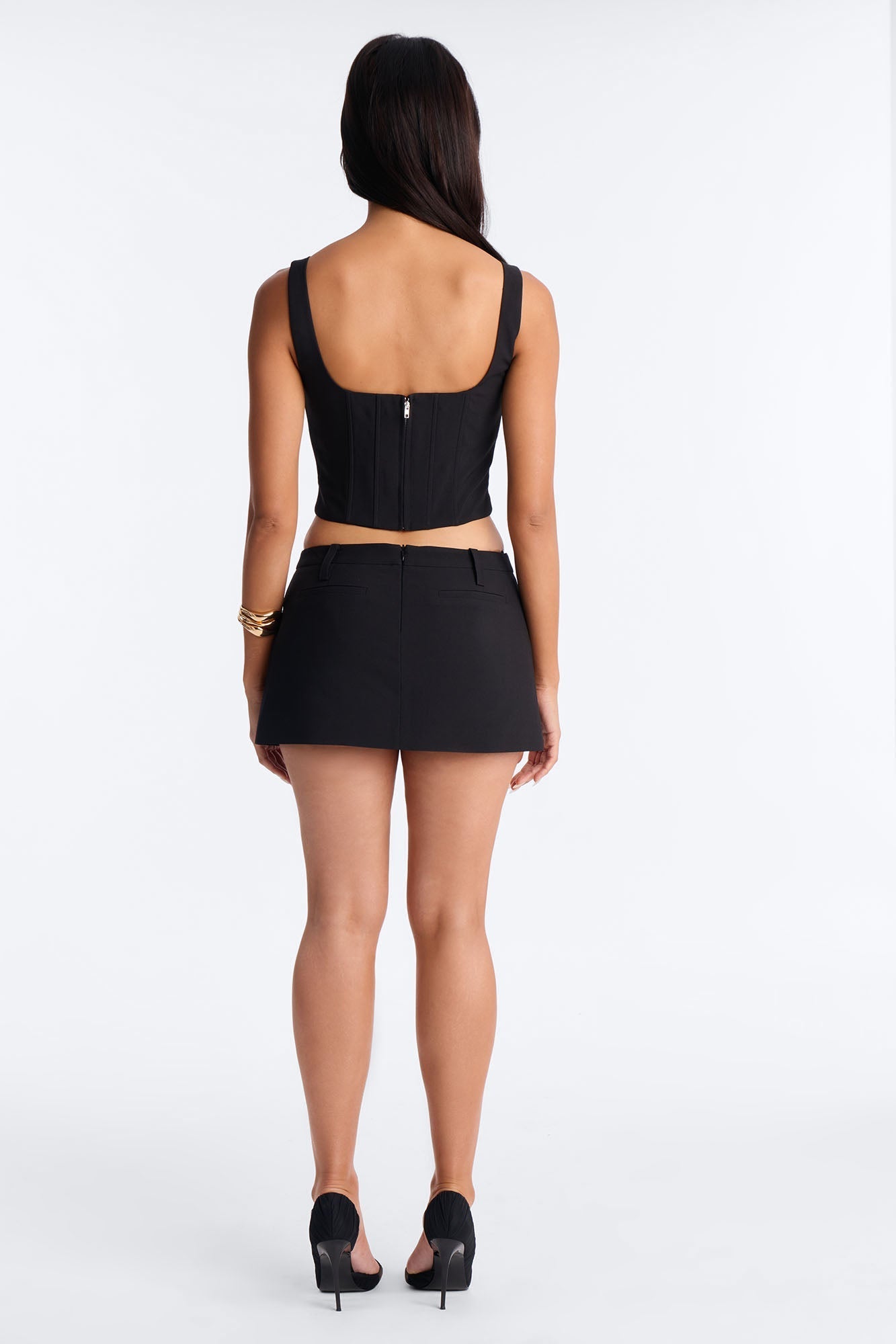 The Natasha Corset Skort Set - Black NEWFASHIONEDGE
