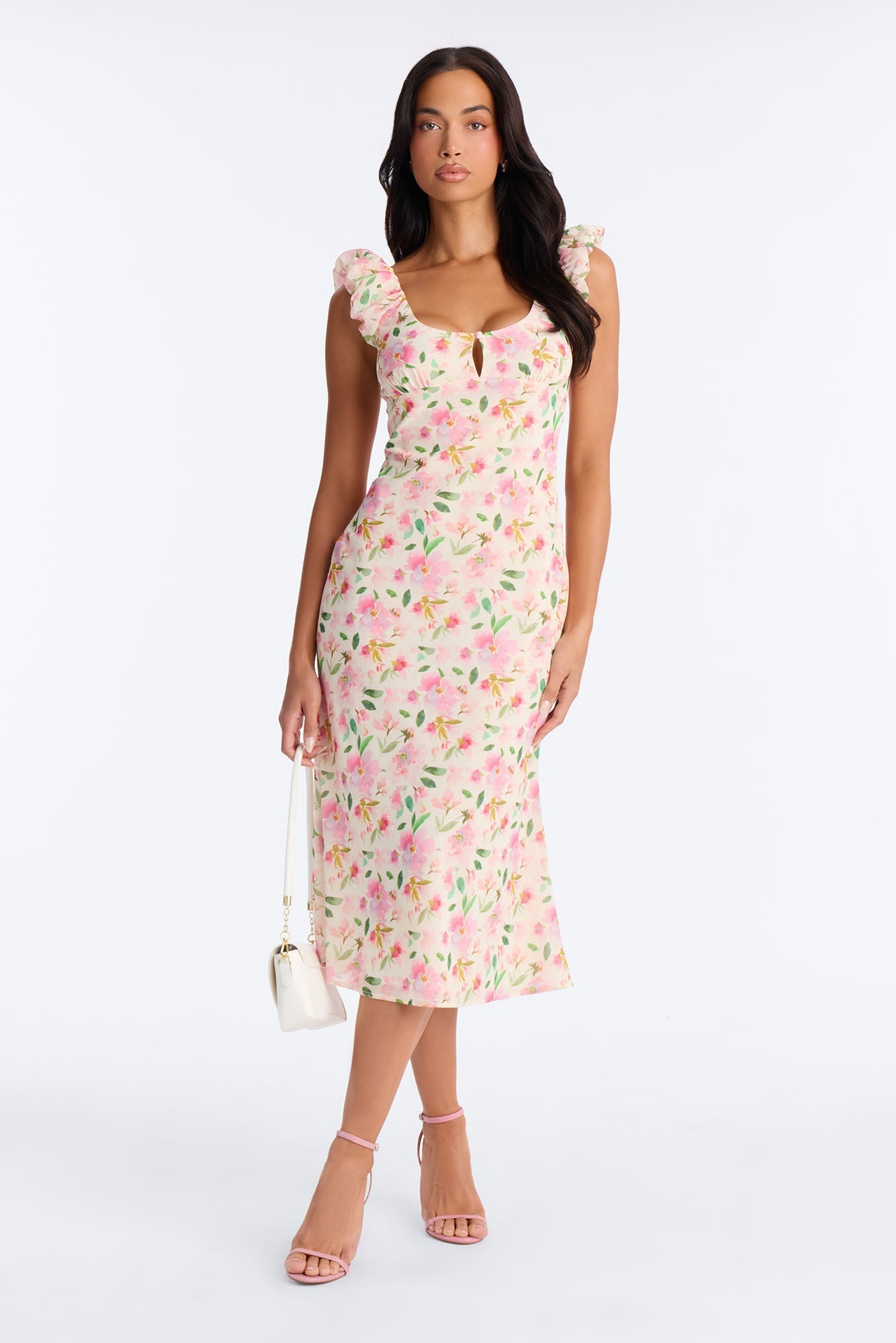 Christie Floral Midi Dress - Pink/combo NEWFASHIONEDGE