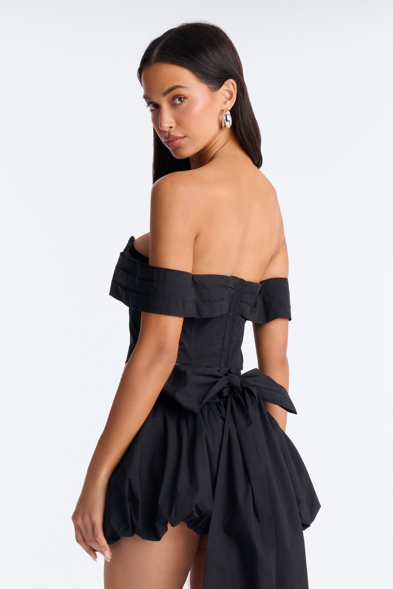 Lori Cutie Poplin Corset Top - Black