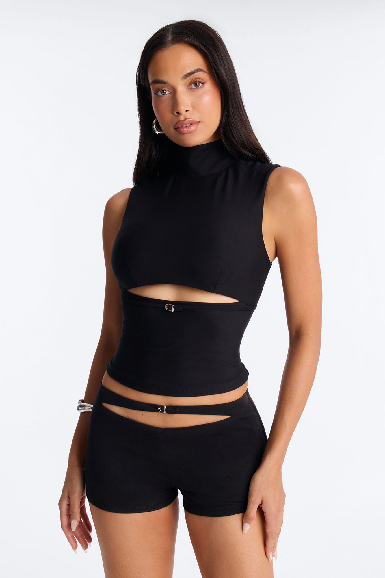 Rebel Ponte Micro Mini Short Set - Black NEWFASHIONEDGE