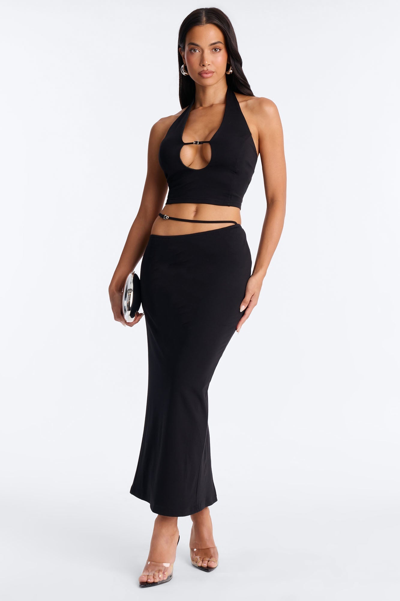 Rebel Girl Ponte Maxi Skirt Set - Black NEWFASHIONEDGE