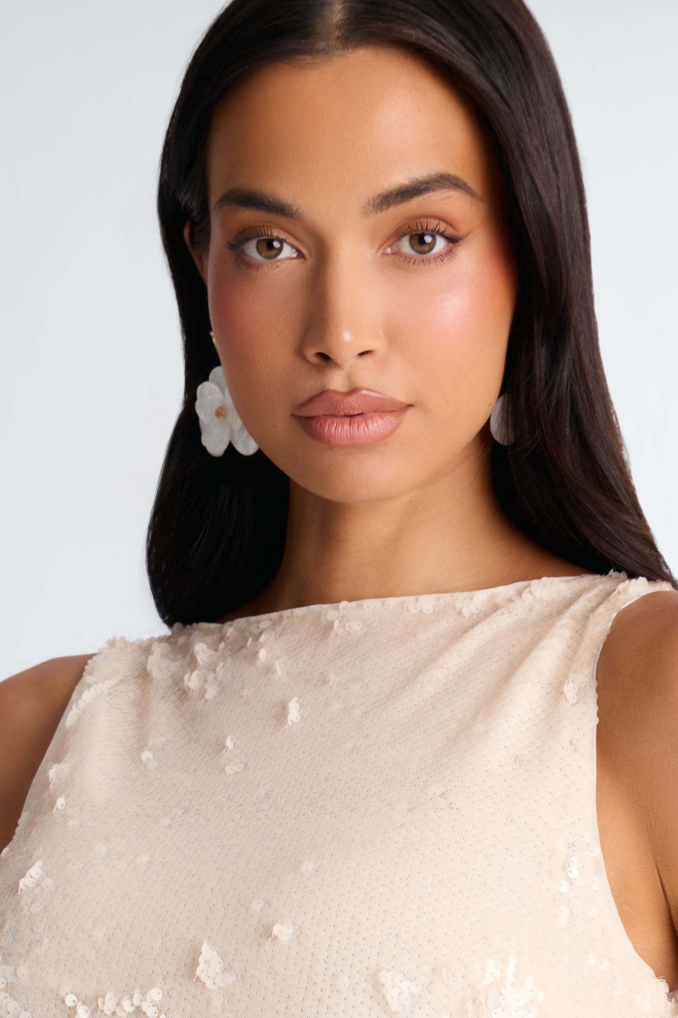 Isla Paillette Sequin Maxi Dress - Cream NEWFASHIONEDGE