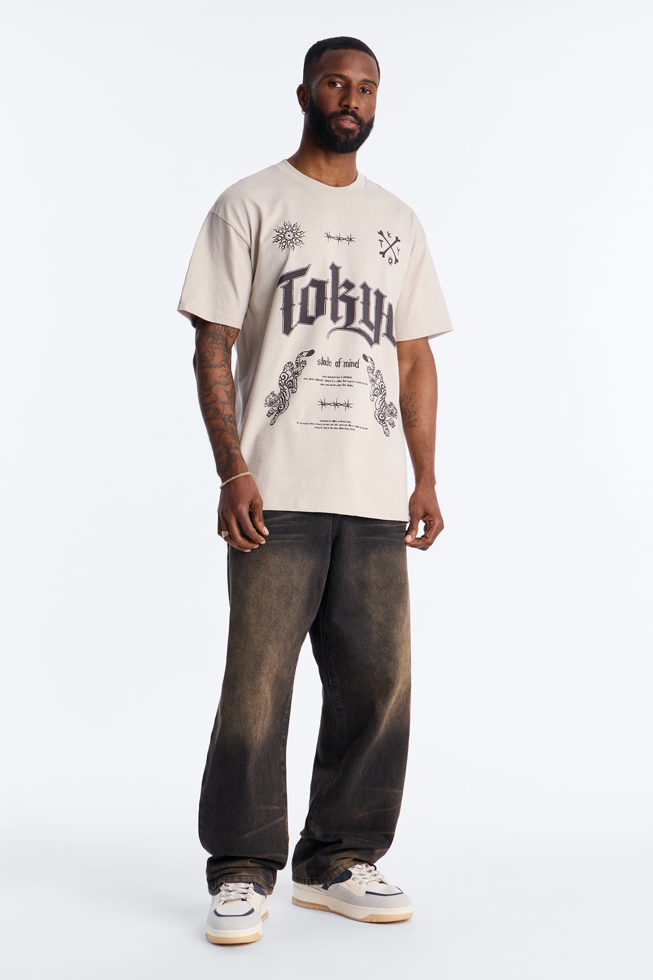 Tokyo State Of Mind Oversized Short Sleeve Tee - Grey