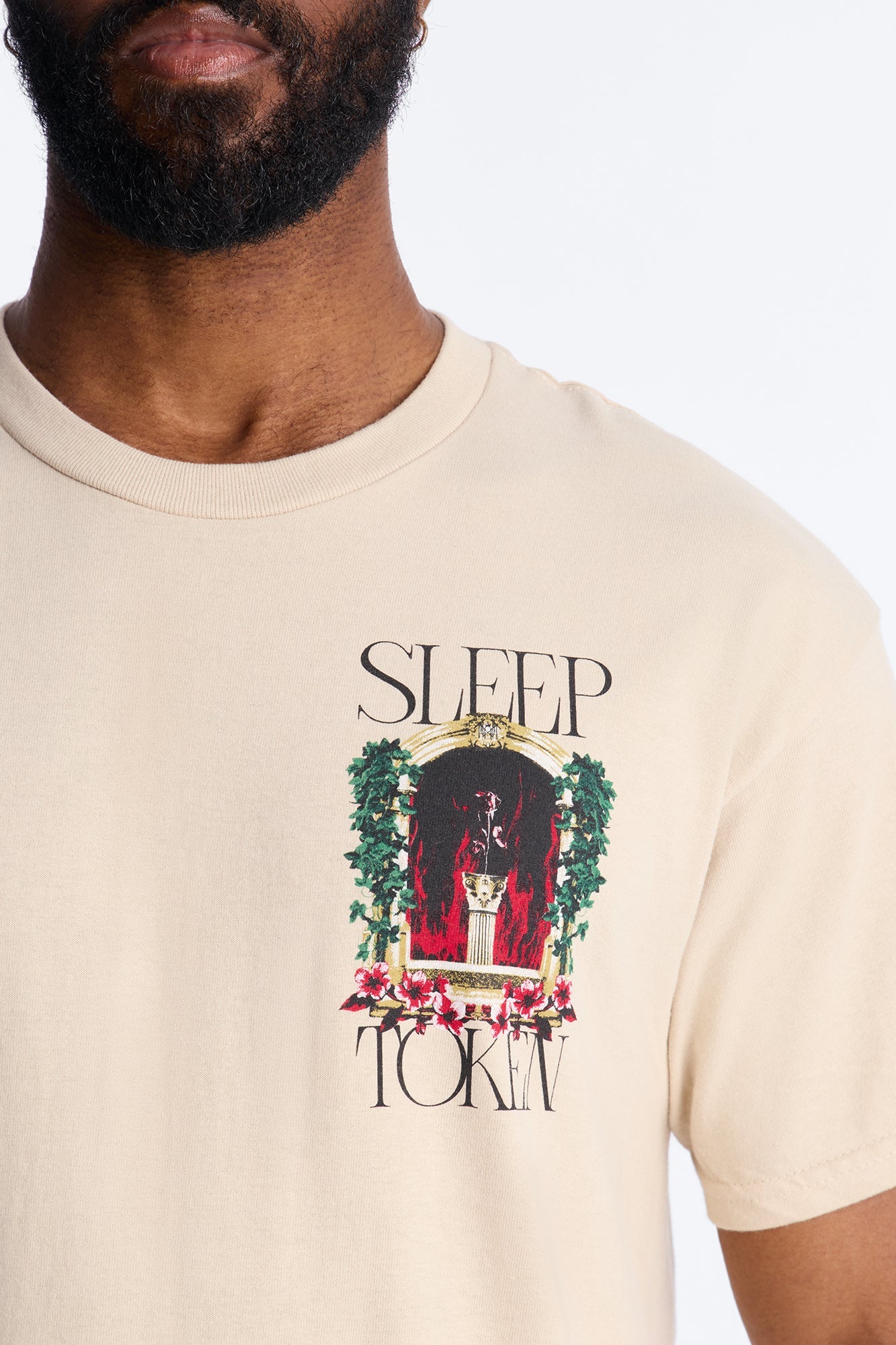 Sleep Token Rose Short Sleeve Tee - Cream
