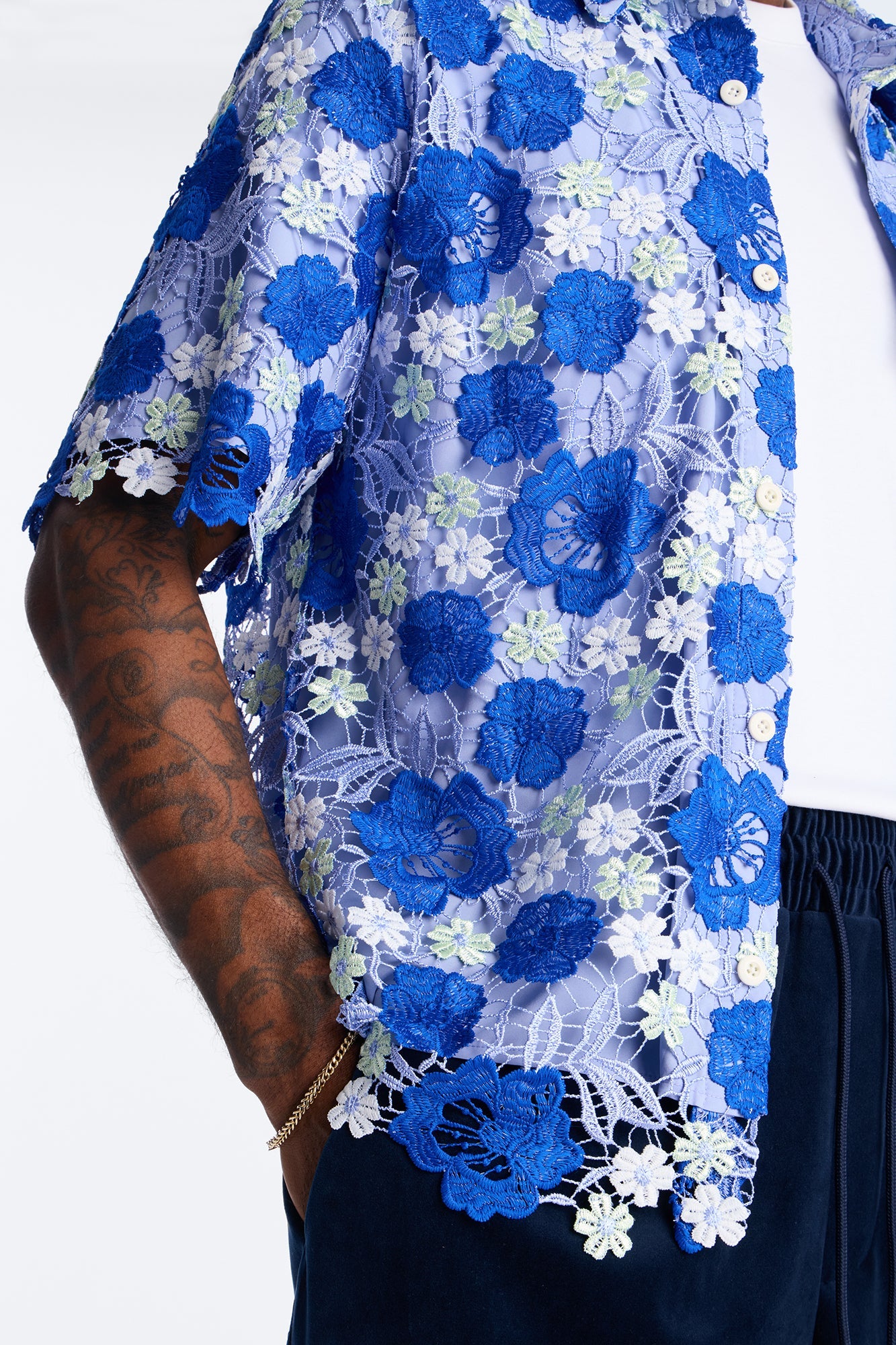 Relaxed Paradise Field Button Up Shirt - Blue