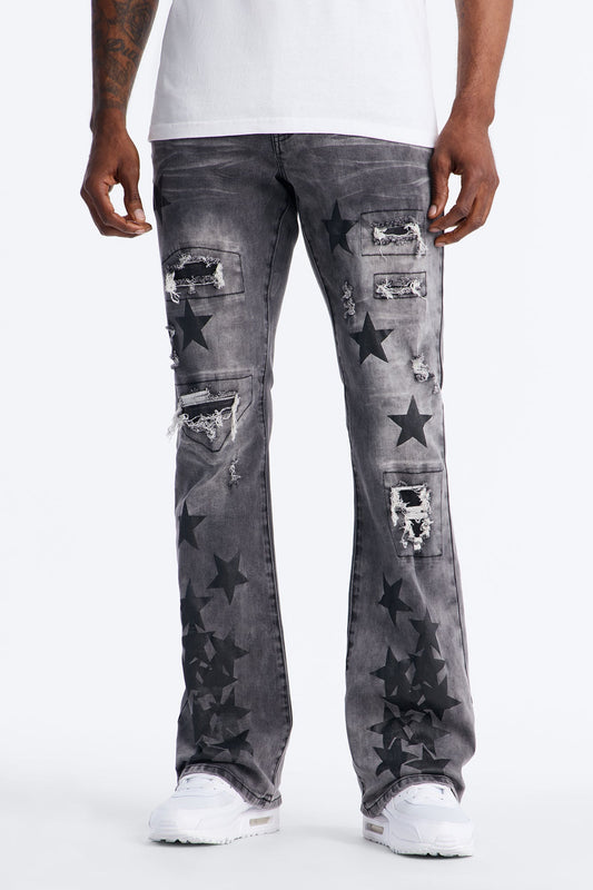 Stacked Skinny Flare Cosmo Jean - Black Wash