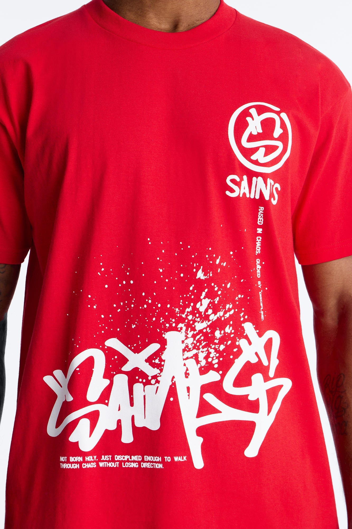 Saints Off The Wall Oversized Short Sleeve Tee - Red