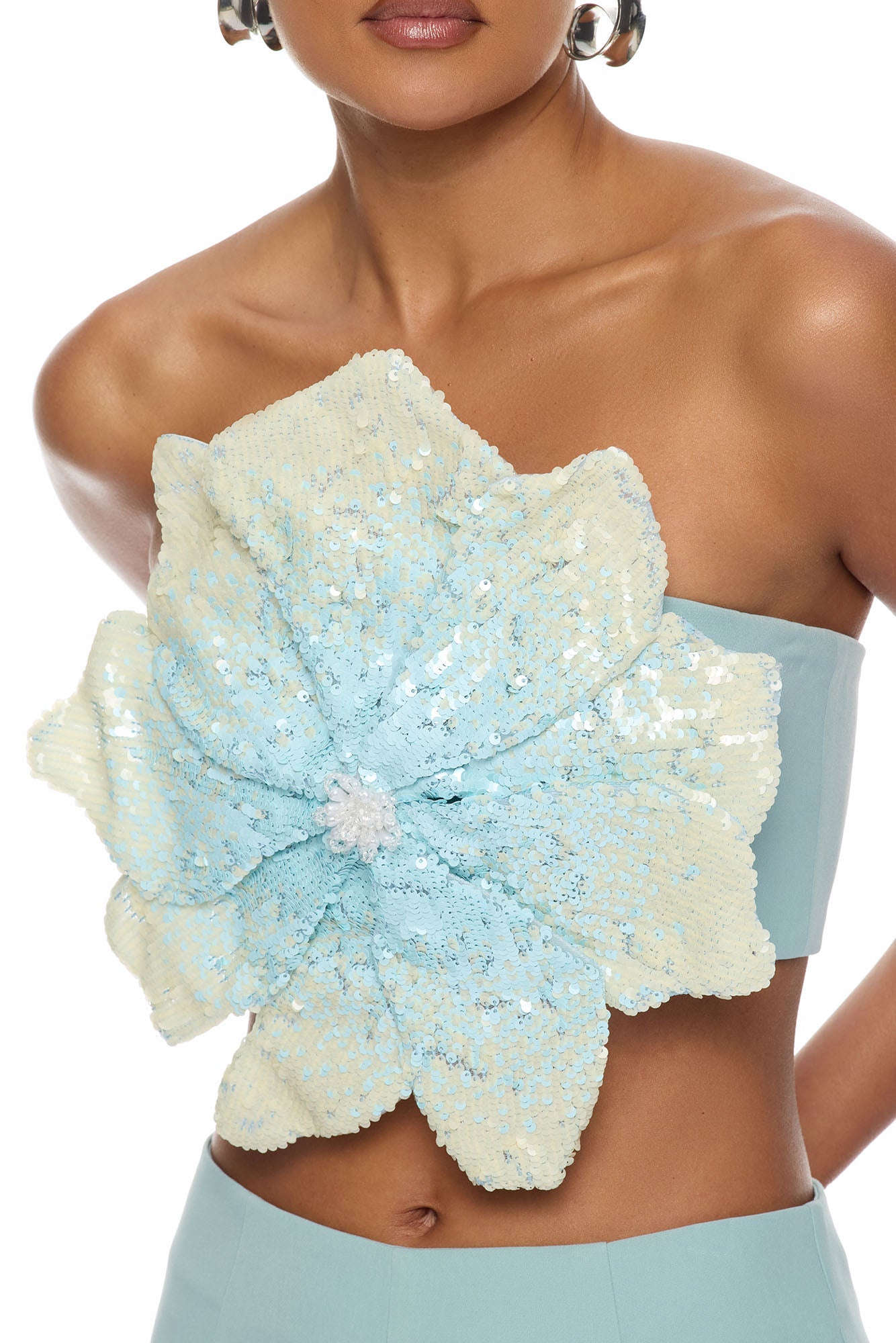 Garden Bloom Embellished Pant Set - Dusty Blue Fashion Nova