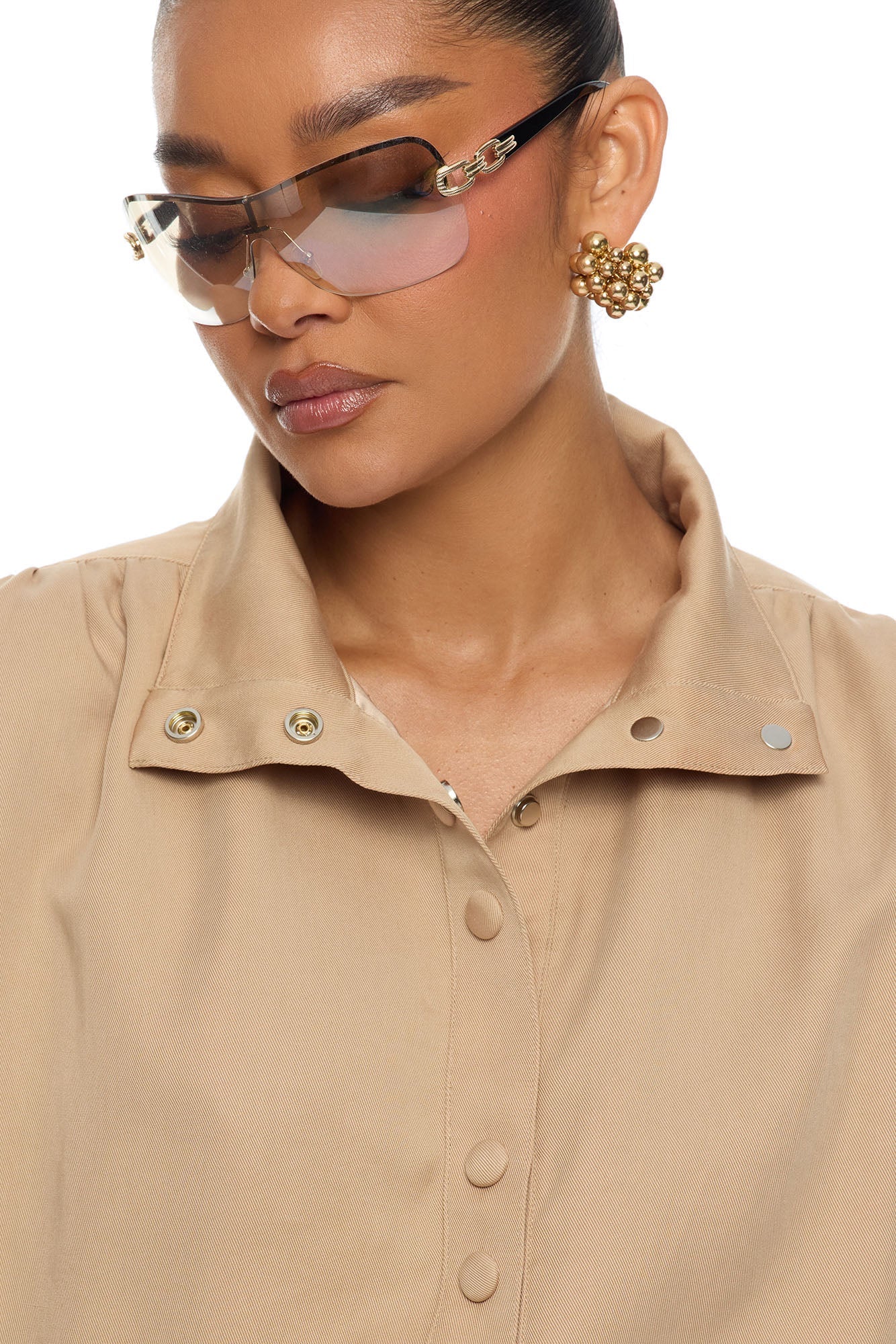 Noelia Woven Collared Jacket - Taupe