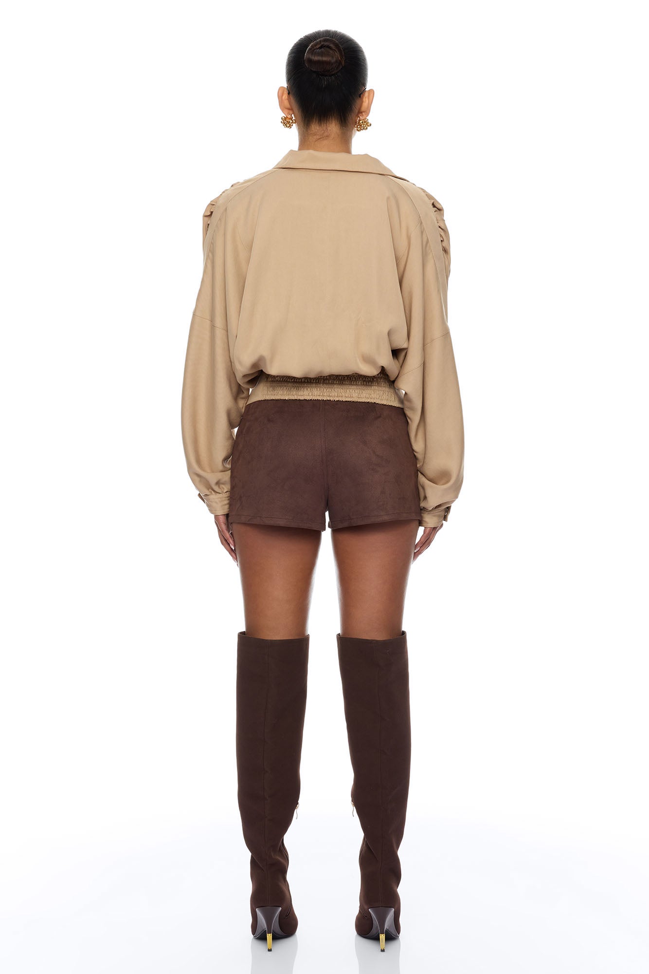 Noelia Woven Collared Jacket - Taupe