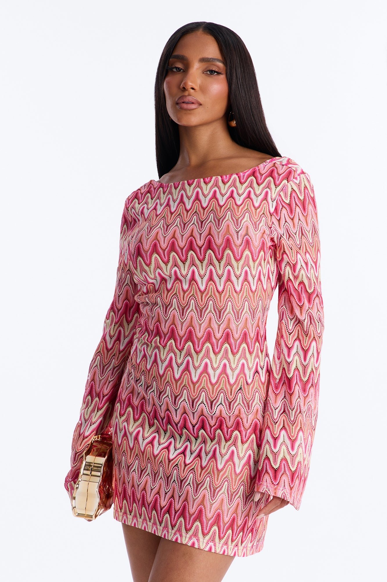 Endless Summer Backless Crochet Mini Dress - Pink/combo Fashion Nova