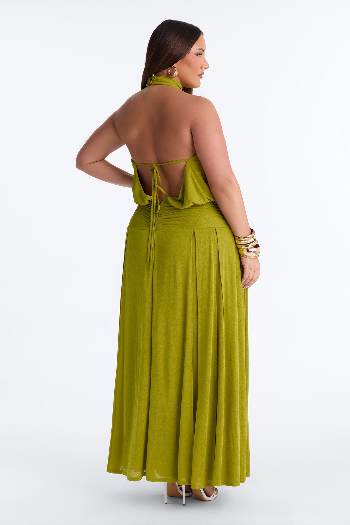 Bianca Halter Mock Neck Maxi Dress - Chartreuse NEWFASHIONEDGE