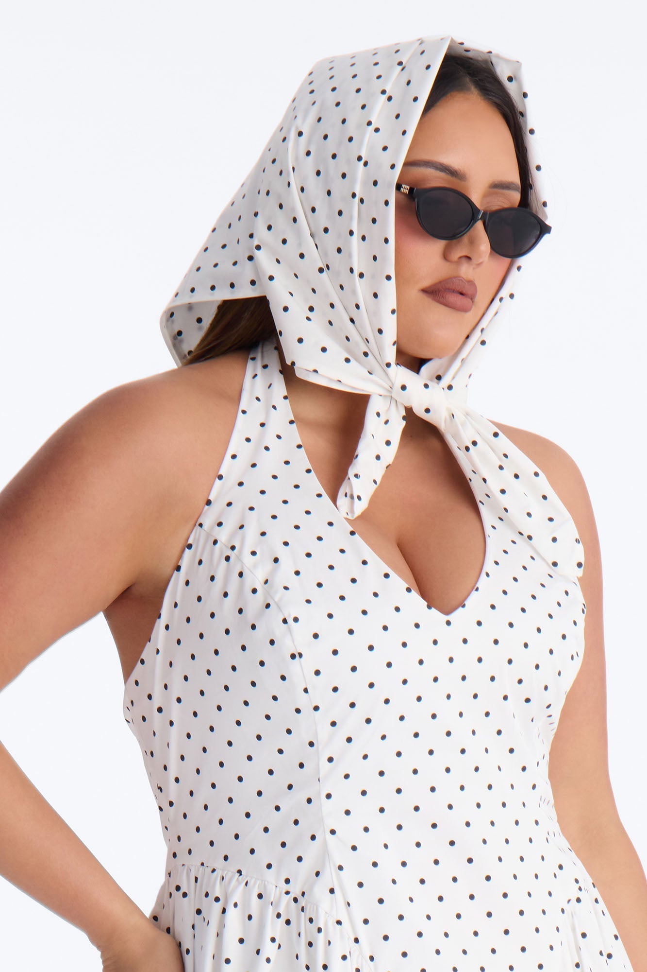 Mara Corset Polka Dot Midi Dress - White/Black NEWFASHIONEDGE