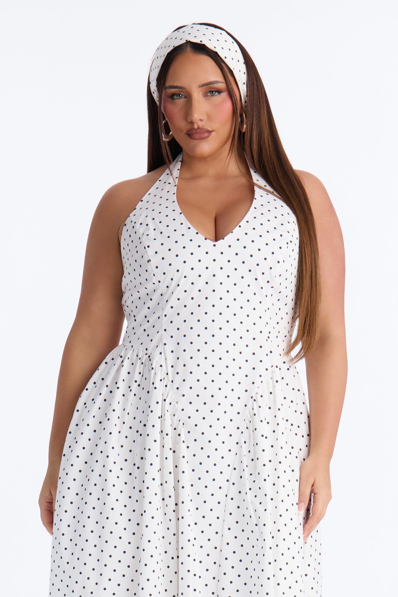 Mara Corset Polka Dot Midi Dress - White/Black NEWFASHIONEDGE
