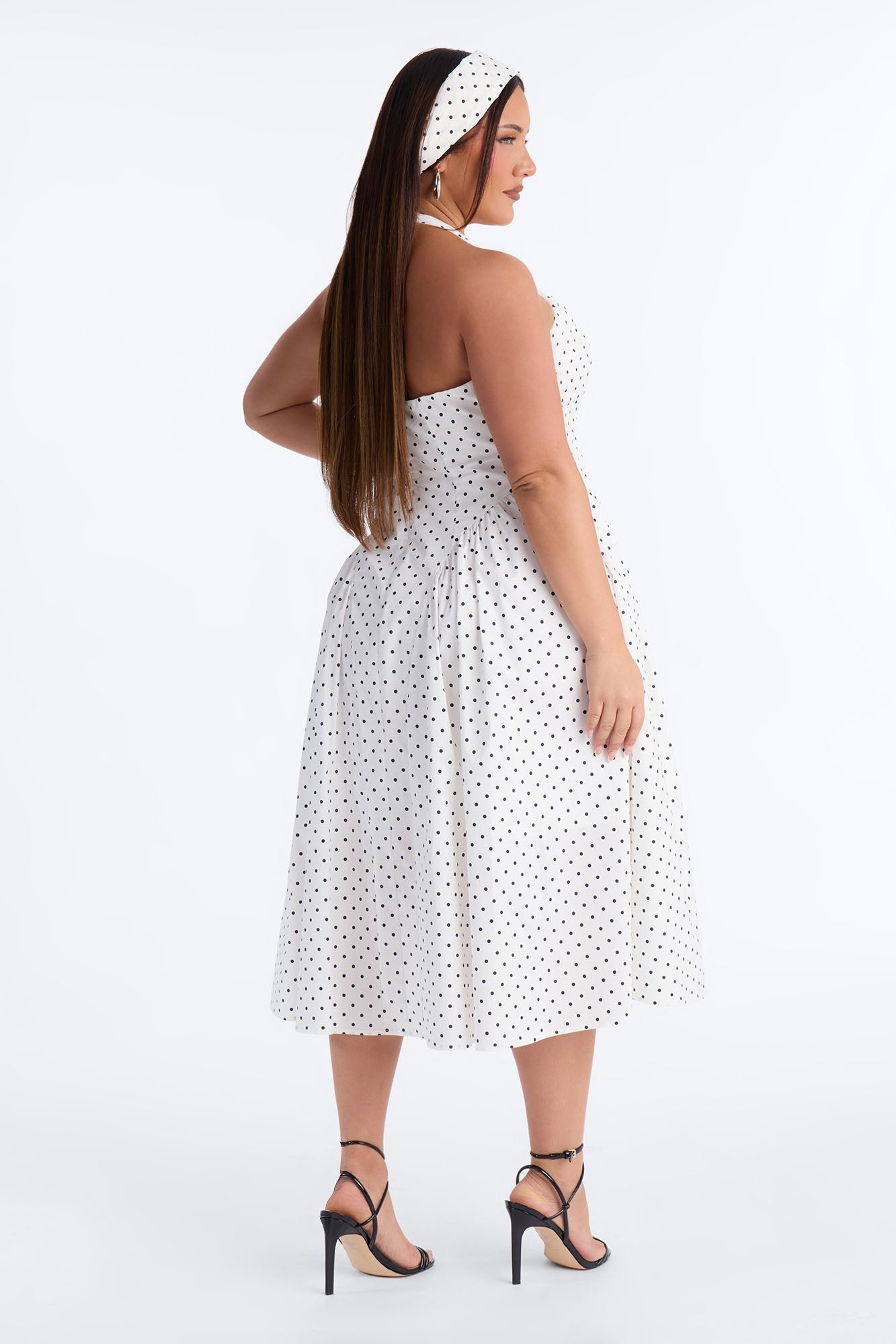 Mara Corset Polka Dot Midi Dress - White/Black NEWFASHIONEDGE