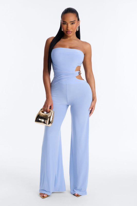 Anika Cut Out Strapless Jumpsuit - Blue