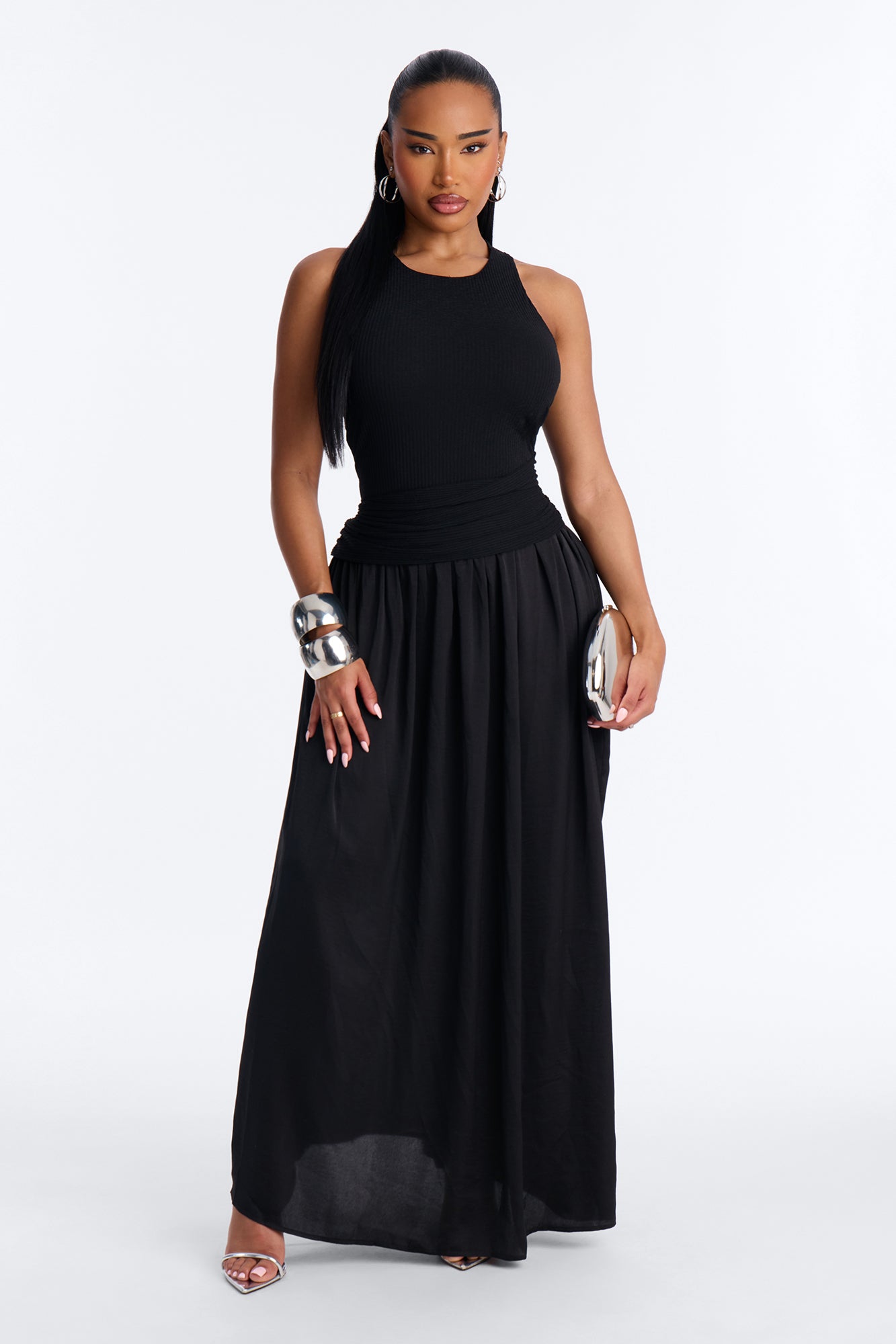 Soho Sleeveless Ribbed Maxi Dress - Black NEWFASHIONEDGE
