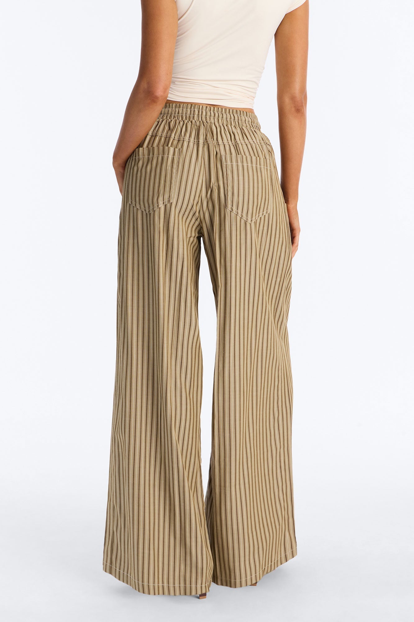 Timothy Striped Wide Leg Pant - Olive/combo