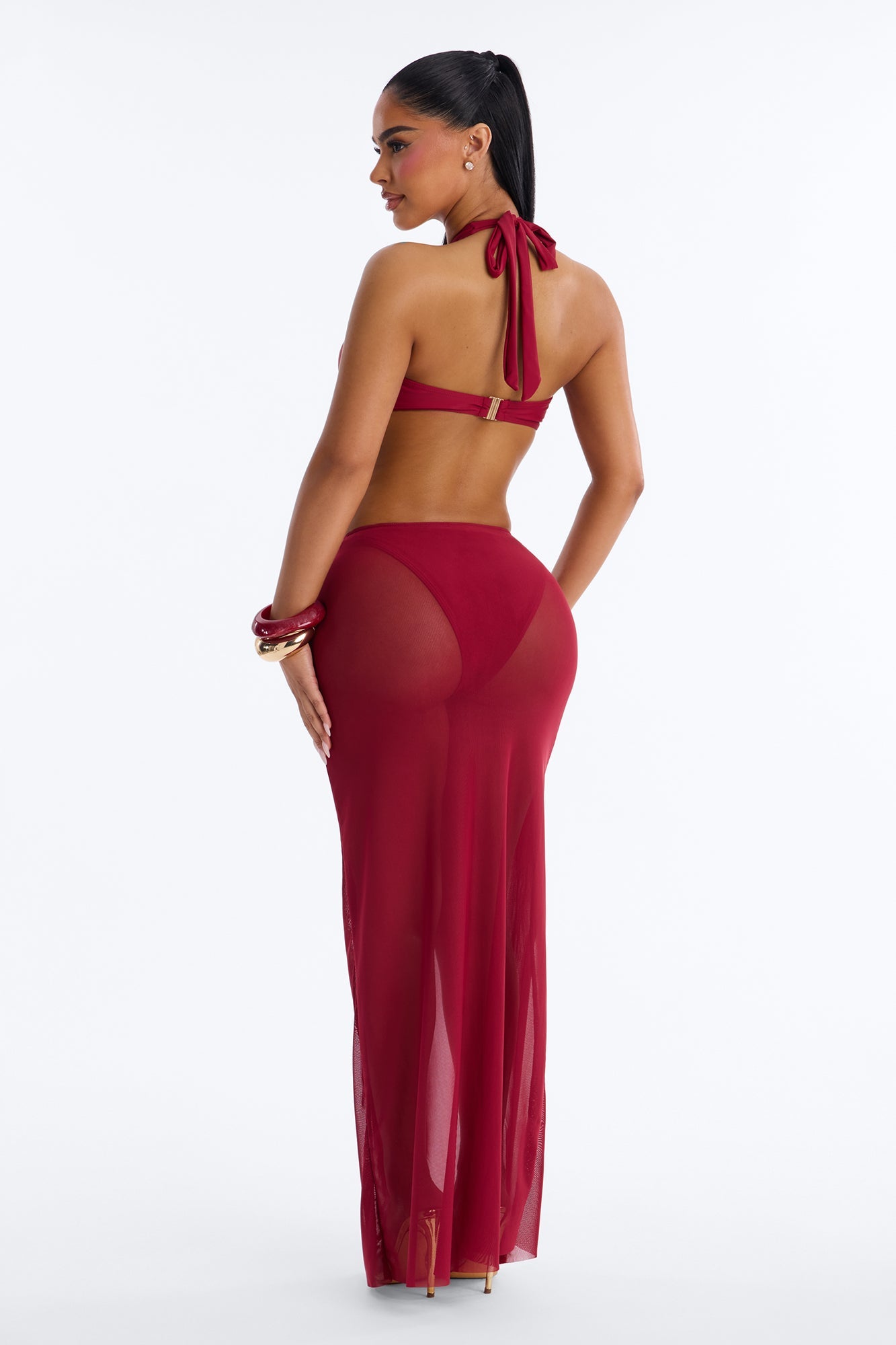 Till Sunrise Bikini And Coverup Skirt - Burgundy