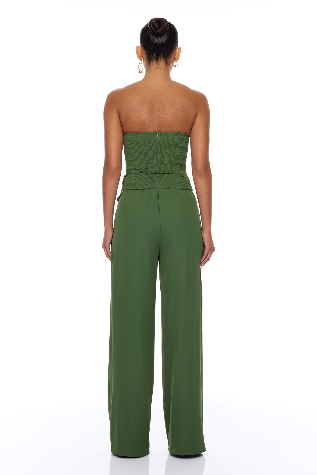 Cancun Nights Braided Strapless Jumpsuit - Olive NEWFASHIONEDGE