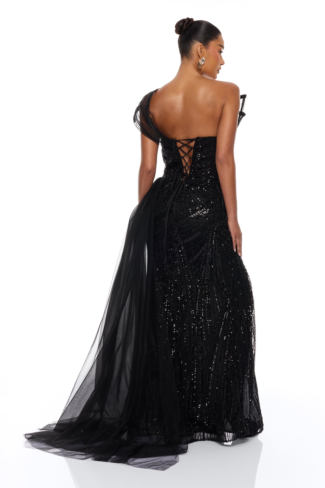 Pure Luxe Embellished Gown - Black NEWFASHIONEDGE