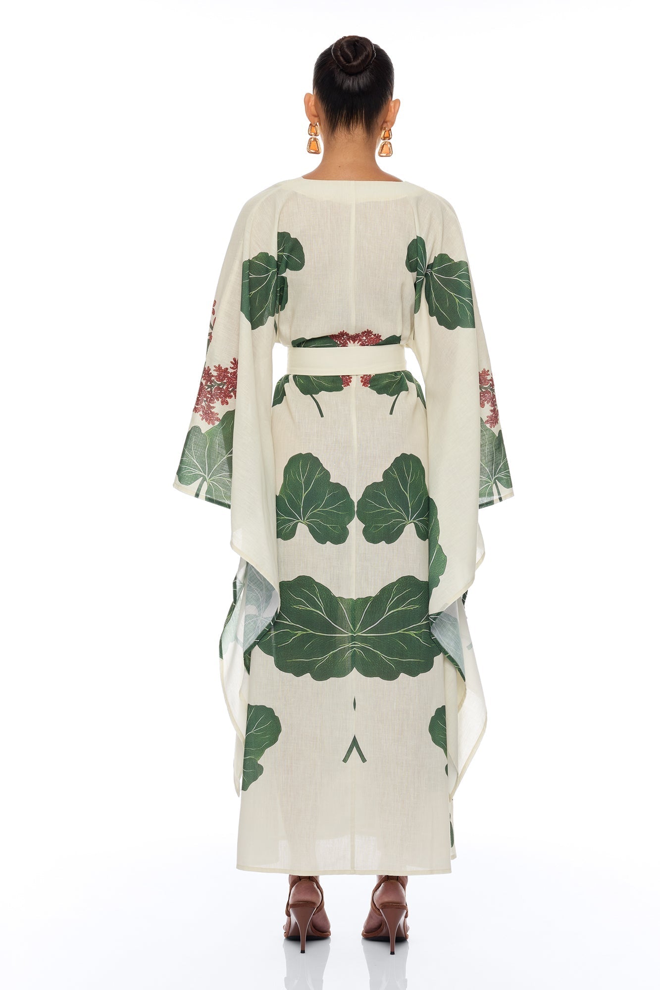 Tropic Getaway Linen Kimono - Ivory/combo NEWFASHIONEDGE