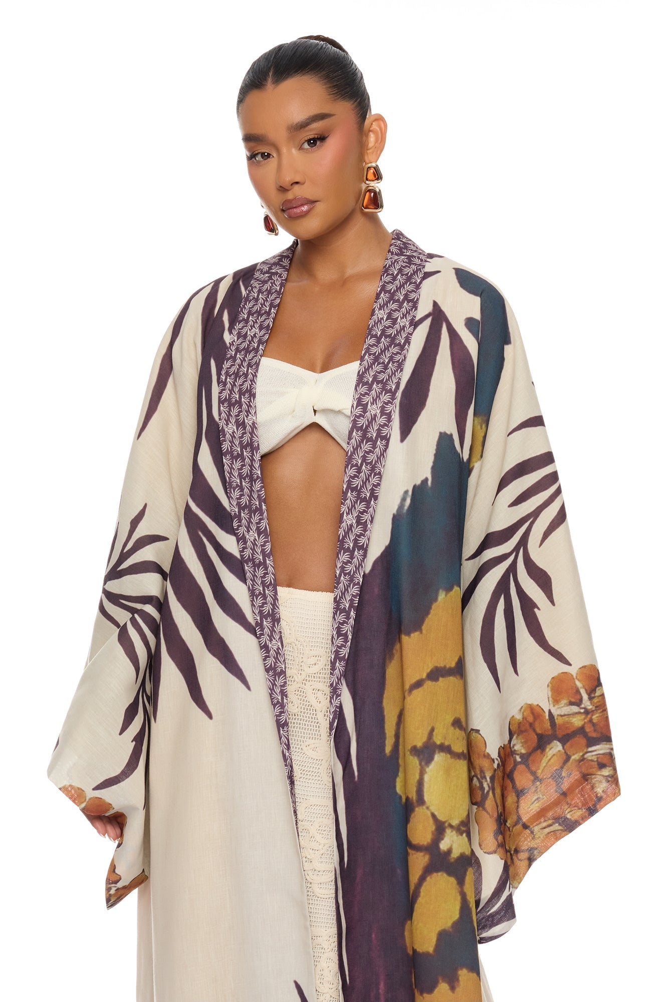 Samira Tie Waist Linen Maxi Dress - Taupe/combo NEWFASHIONEDGE