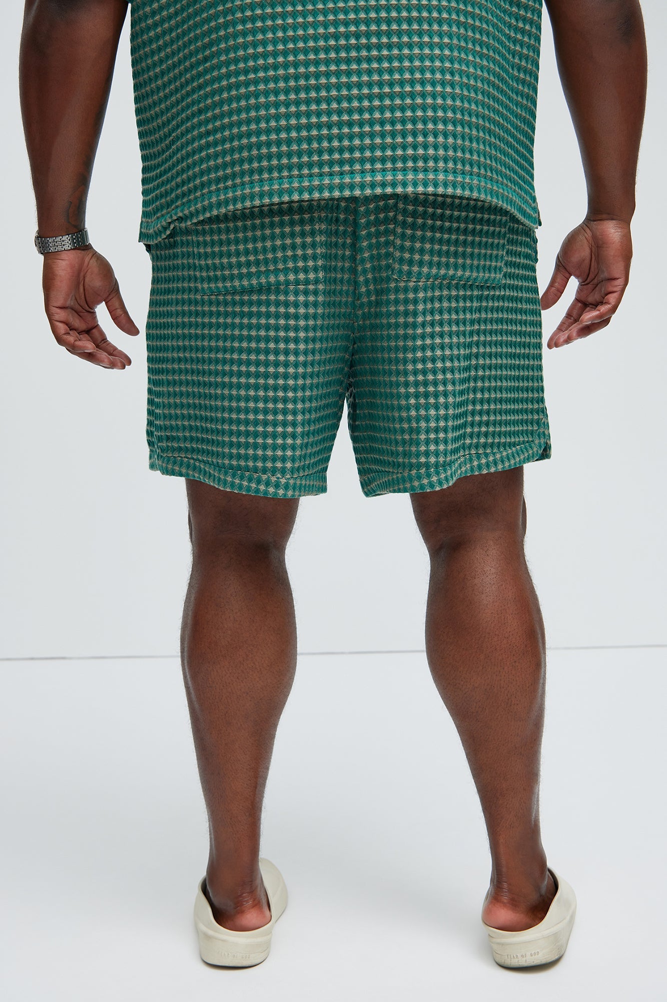 Dimensional Textured Warmup Shorts - Green/combo