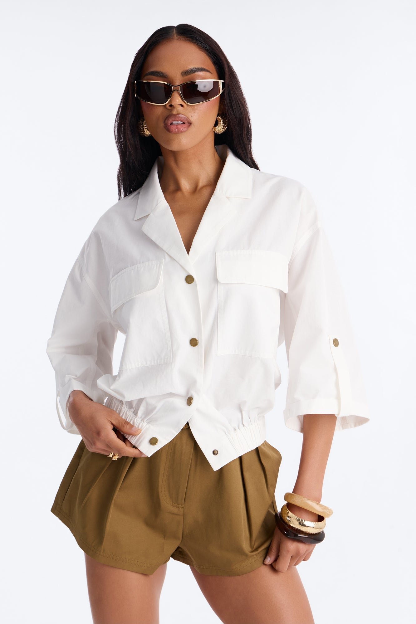 Plans Made Oversized Airflow Shirt - White NEWFASHIONEDGE