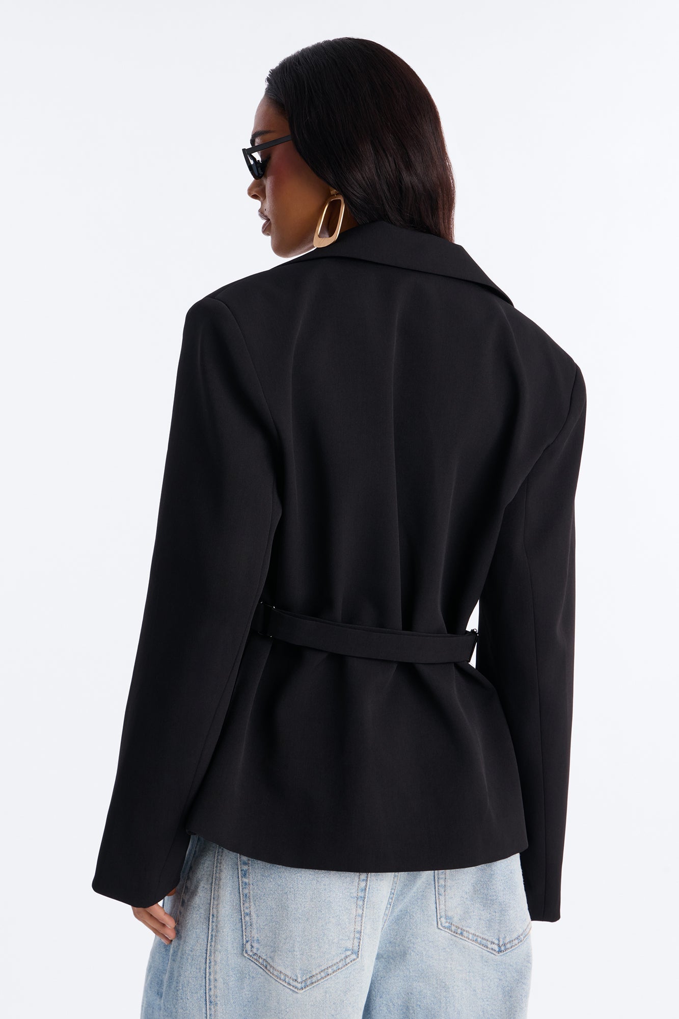 Always Elevated Adjustable Belted Blazer - Black NEWFASHIONEDGE