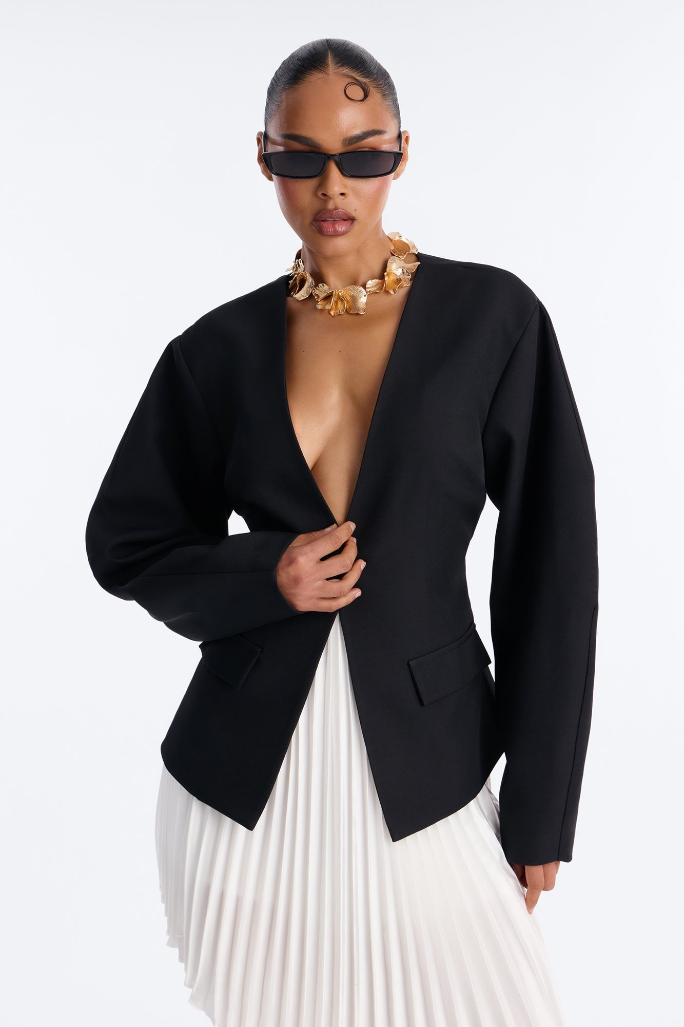 Mariella Barrel Sleeve Blazer - Black NEWFASHIONEDGE