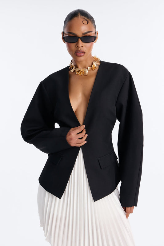 Mariella Barrel Sleeve Blazer - Black NEWFASHIONEDGE