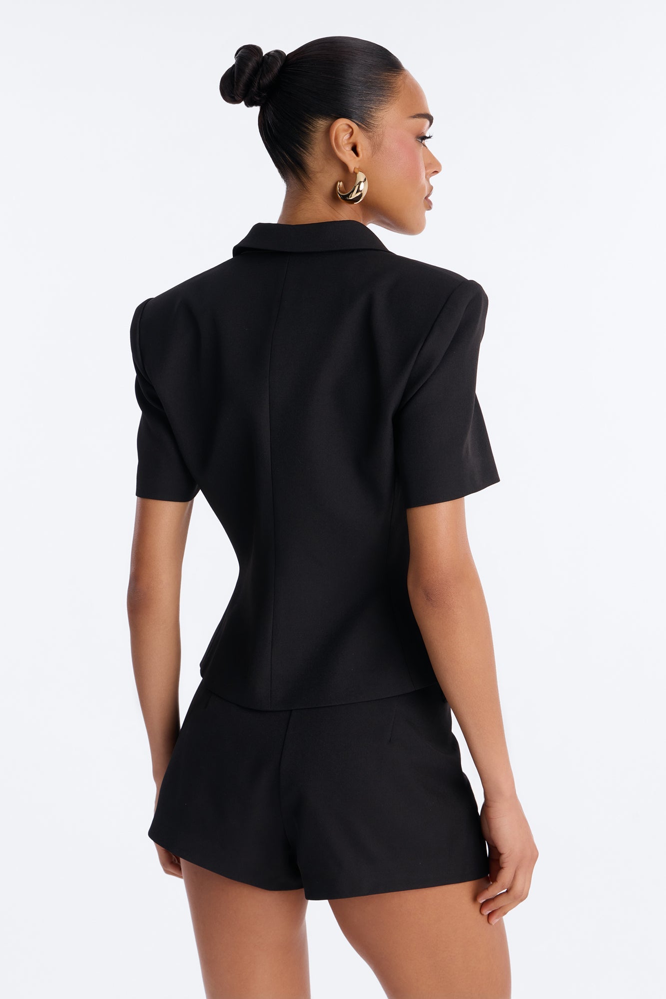 Your New Obsession Fitted Short Sleeve Blazer - Black
