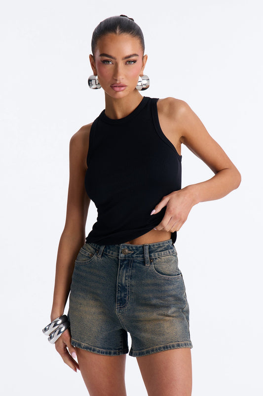 Bella Seamless Basic Tank Top - Black NEWFASHIONEDGE
