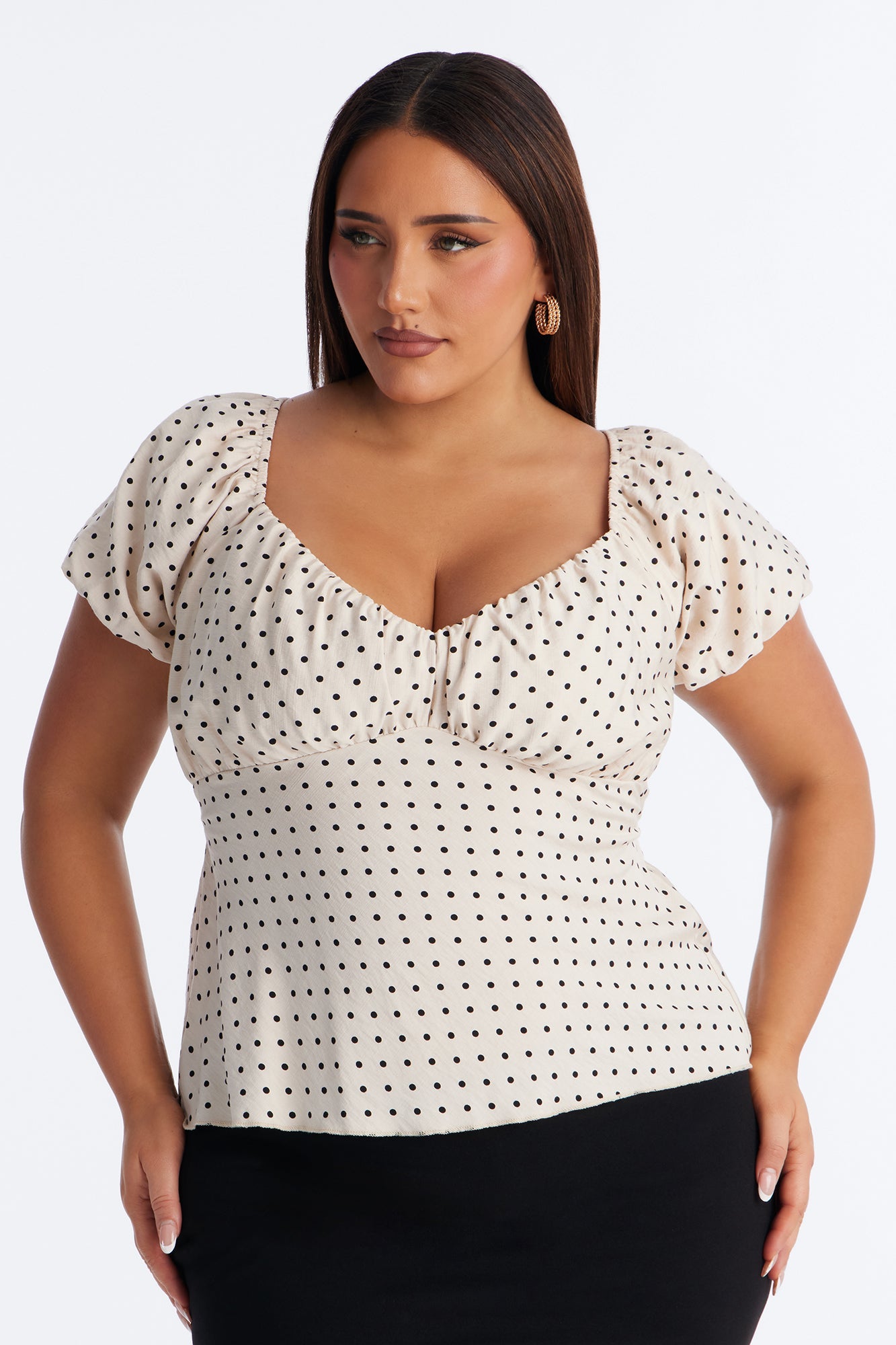 Clancy Polka Dot Babydoll Top - White/Black