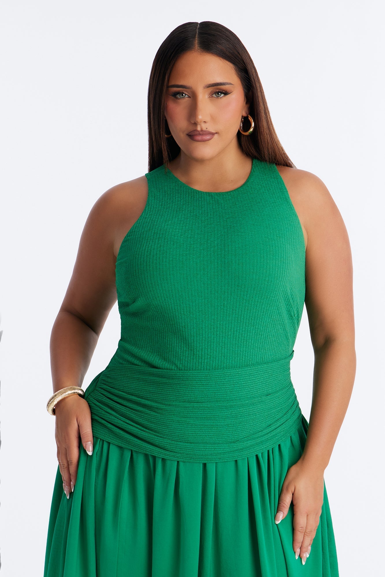 Soho Sleeveless Ribbed Maxi Dress - Kelly Green NEWFASHIONEDGE