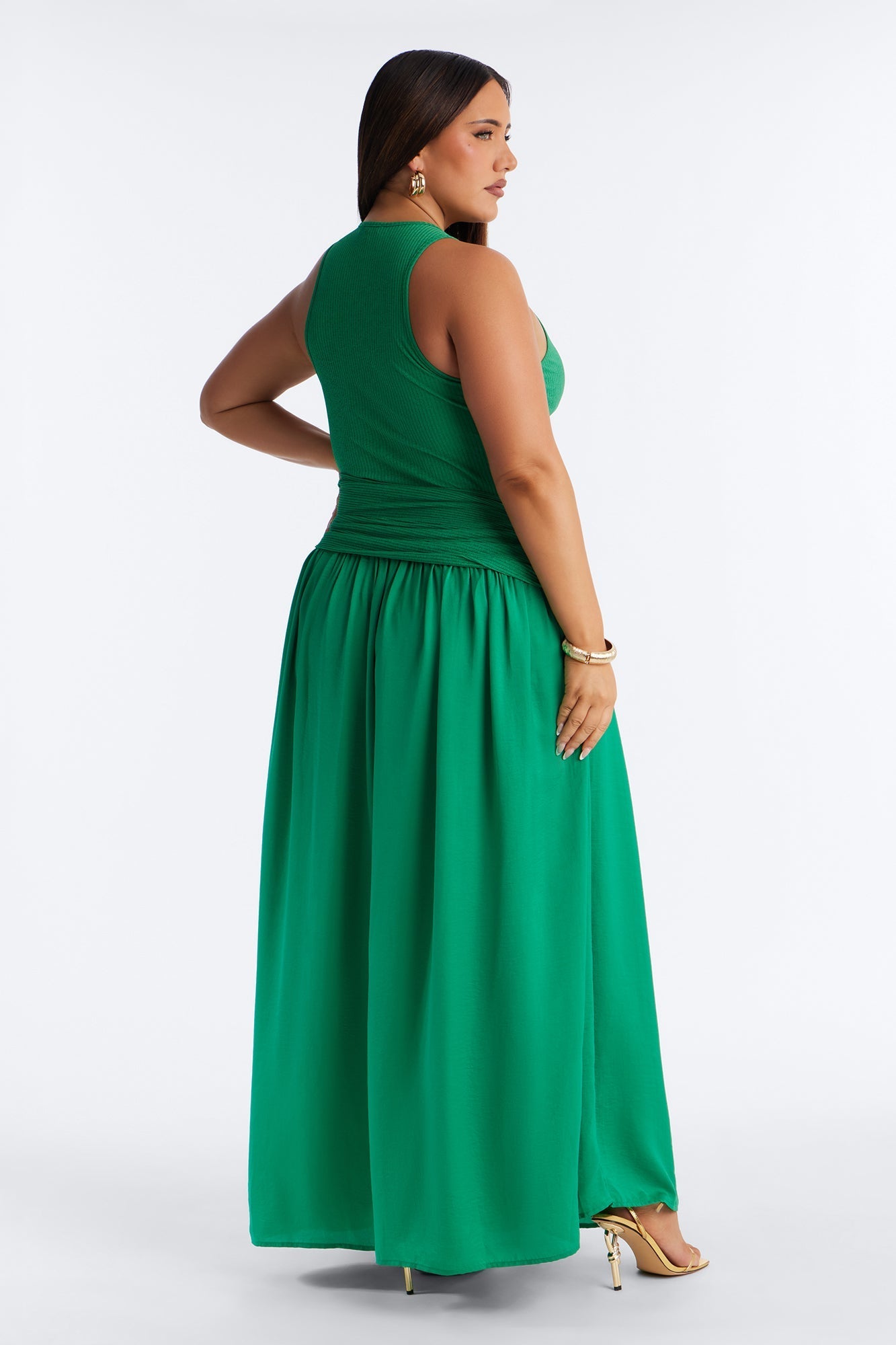 Soho Sleeveless Ribbed Maxi Dress - Kelly Green NEWFASHIONEDGE