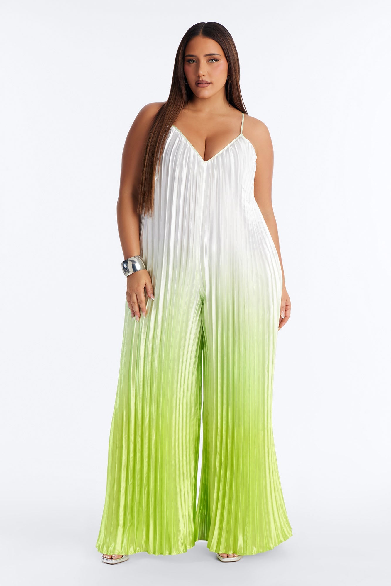 Paige Satin Ombre Wide Leg Jumpsuit - Green Fashion Nova
