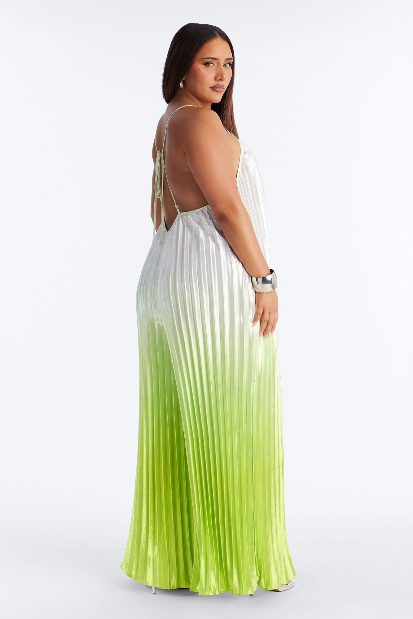 Paige Satin Ombre Wide Leg Jumpsuit - Green Fashion Nova