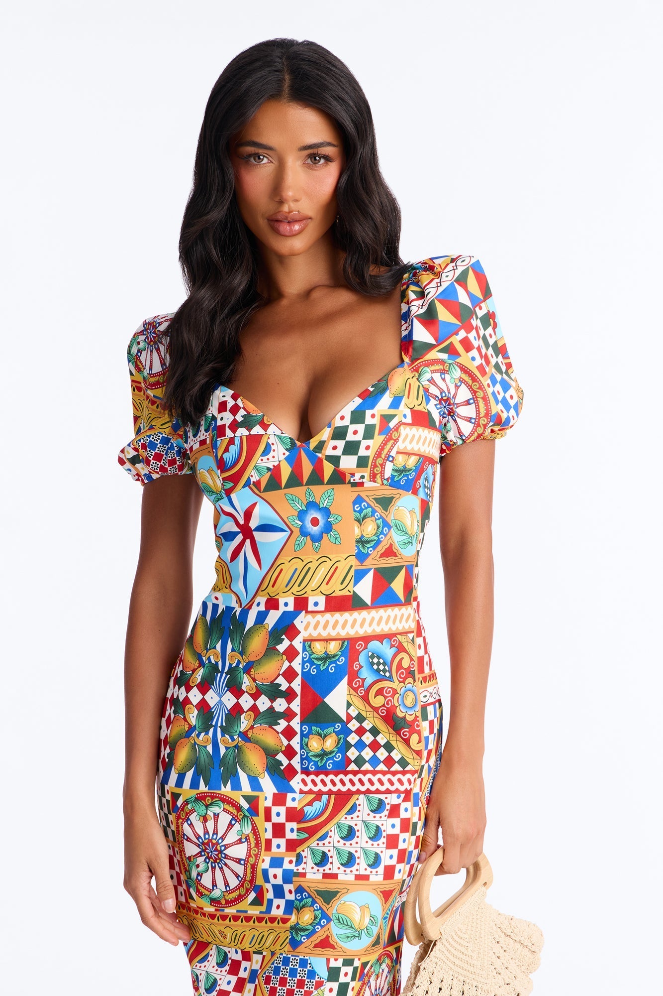 European Dream Off Shoulder Midi Dress - Multi Color NEWFASHIONEDGE