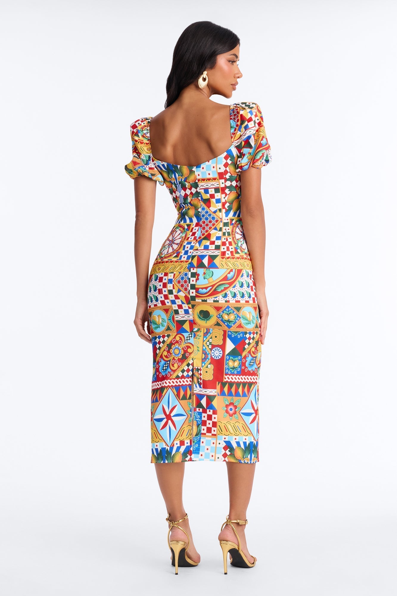 European Dream Off Shoulder Midi Dress - Multi Color NEWFASHIONEDGE