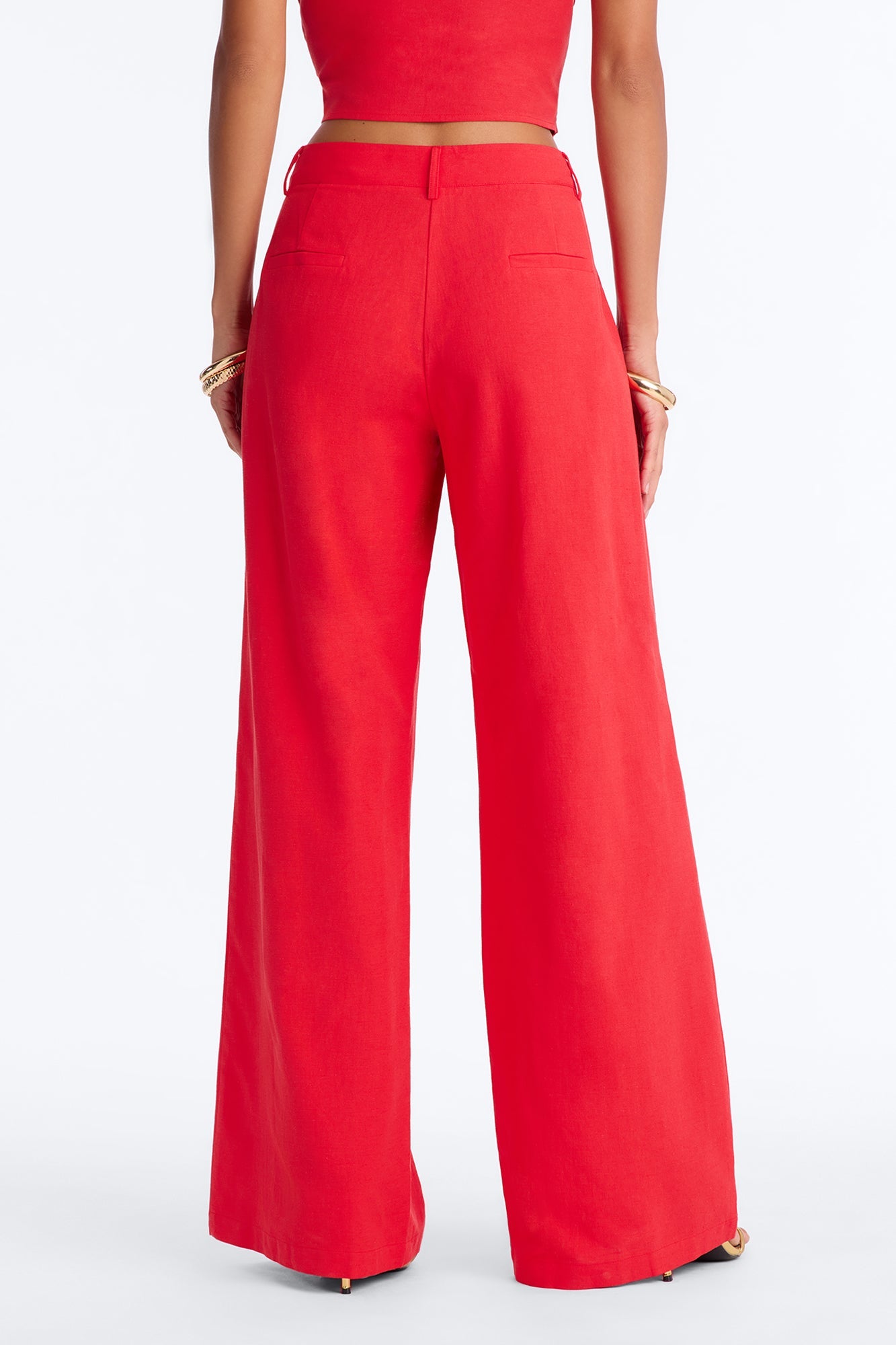 Ocean Breeze Linen Low Rise Pant 33″ - Tomato Red Fashion Nova