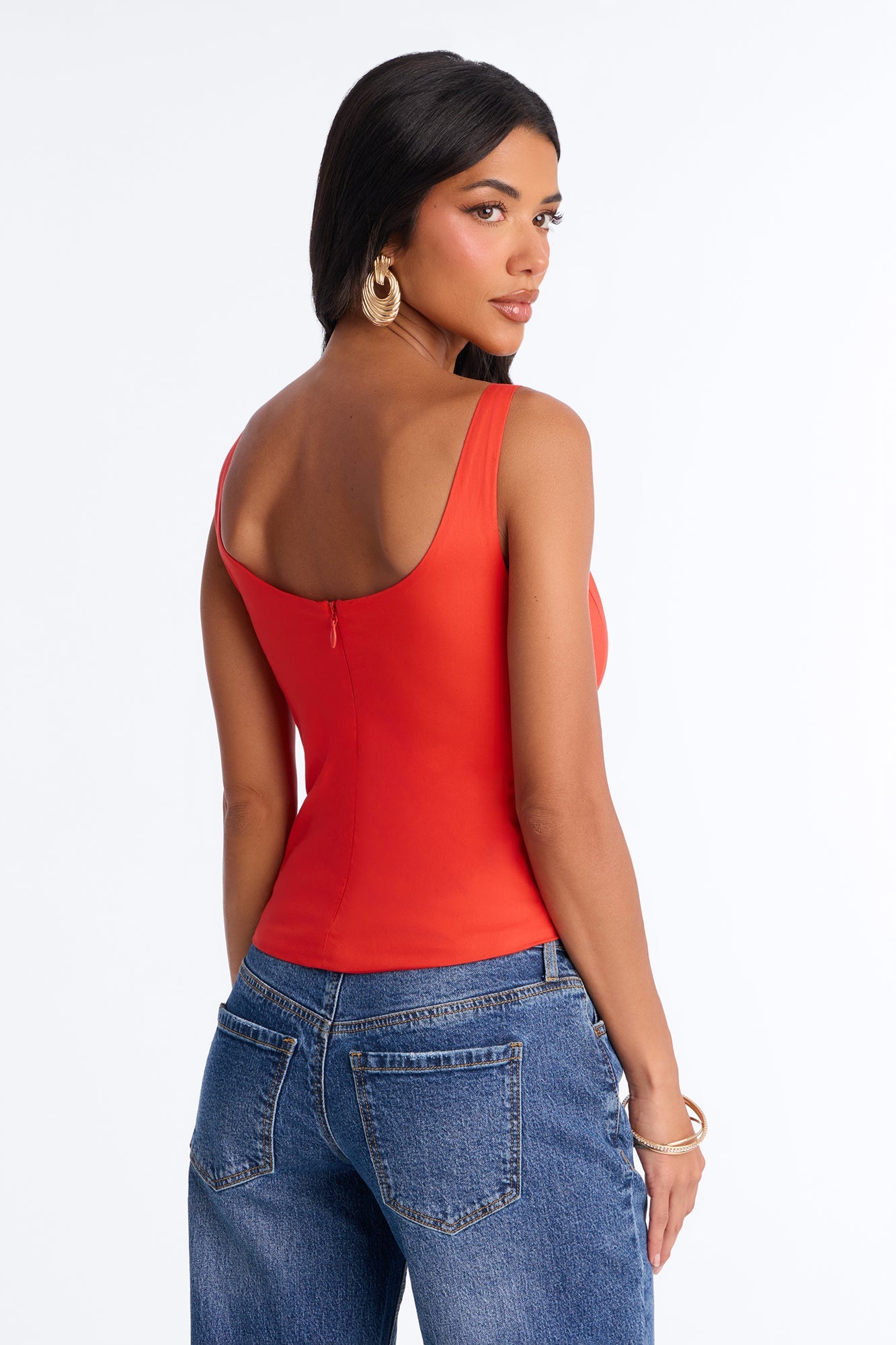 Sweetheart Peplum Babydoll Top - Orange